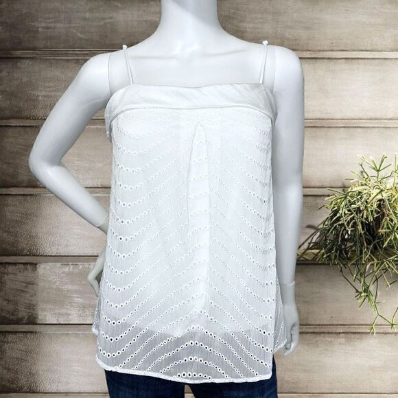 Banana Republic Tops - Banana Republic White Eyelet Cotton Cami Tank Sz S